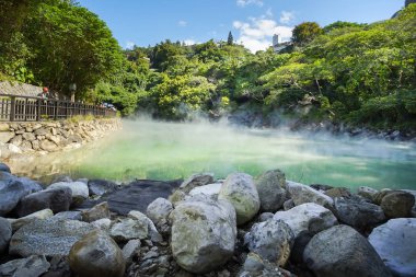 Taipei, Tayvan - 24 Kasım 2018: Ünlü Beitou termal vadi Beitou Park, Taipei City, Tayvan.