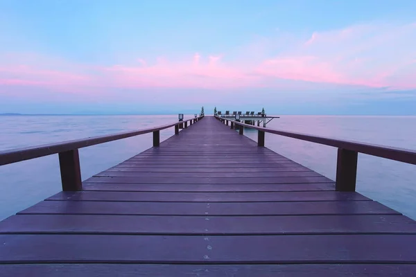 Piękny Chodnik Molo Nad Morzem Zmierzchu Czas Koh Chang Trad — Zdjęcie stockowe
