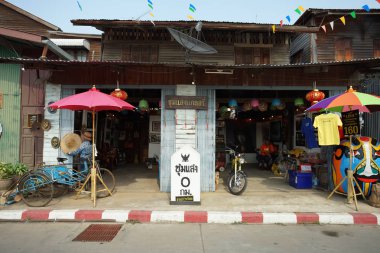 Chum Saeng eski pazar manzarası, Nakhon Sawan, Tayland.