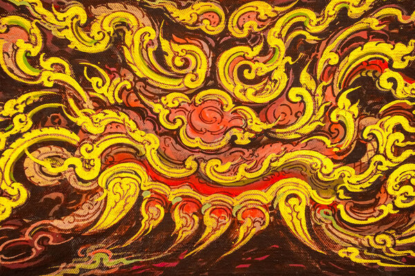 Colorful Thai mural painting in Wat Wat Pa Lelai.