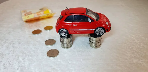 Rishon Lezion Israel Março 2019 Pequeno Fiat Vermelho 500 Brinquedo — Fotografia de Stock