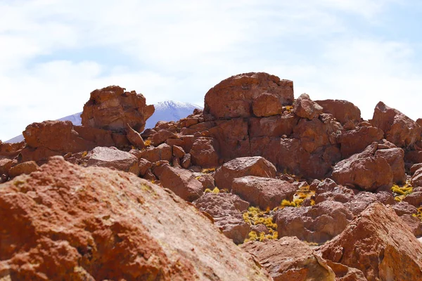 Landscapes of the Atacama Desert: rocks along the road to the El Tatio geysers near the Termas de Puritama, Atacama Desert, Chile