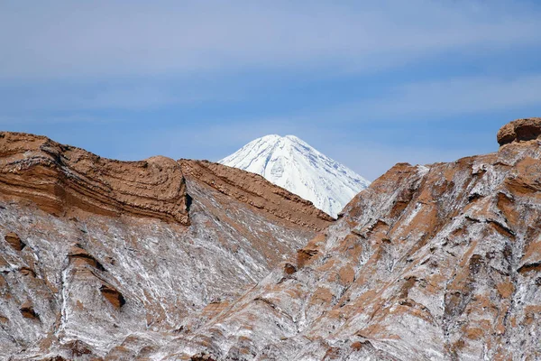 Paisajes Del Desierto Atacama Valle Luna Pico Nevado Del Volcán — Foto de Stock