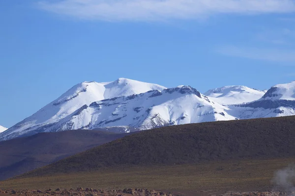 Paisaje Del Norte Chile Con Los Andes Volcanes Con Nieve — Foto de Stock