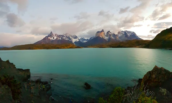 Pohled Torres Del Paine Hory Jezero Pehoe Chile — Stock fotografie