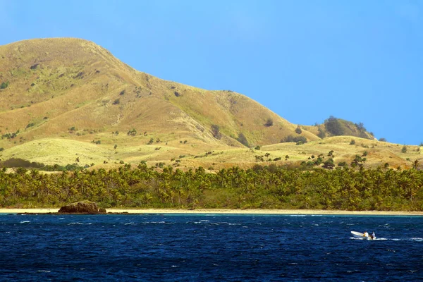 Vue Une Des Îles Yasawa Avec Montagnes Plage Cocotiers Fidji — Photo