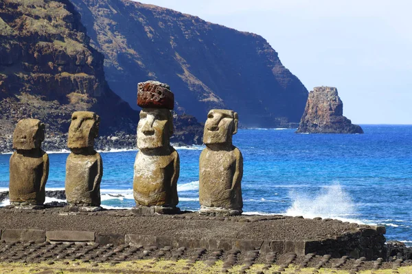 Moai Ahu Tongariki Wyspie Easter Island Chile — Zdjęcie stockowe