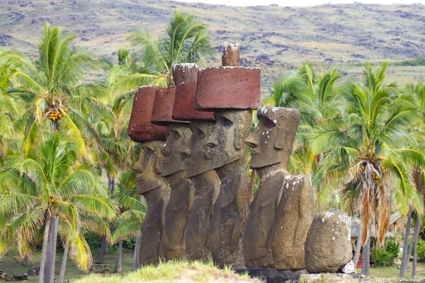 Moai Ahu Nao Nao Anakena Beach Easter Island Chile — Stock Photo, Image