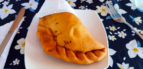 Uma Empanada Tipo Pastelaria Assada Frita Culturas Hispânicas Ilha Páscoa — Fotografia de Stock