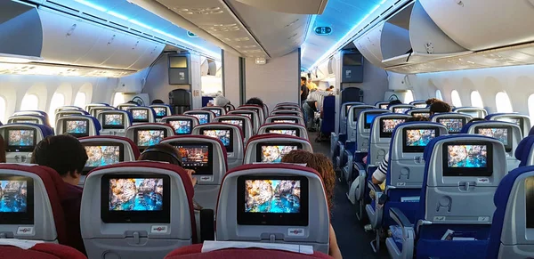 View Airplane Section Economy Seats Boing 788 Latam Easter Island — Stock Photo, Image