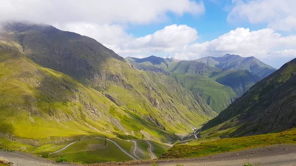 The road of the Abano Pass. This is a mountain pass located at 2880 metres in Tusheti, Georgia. It is located in the Central Part of the Great Caucasus Mountains