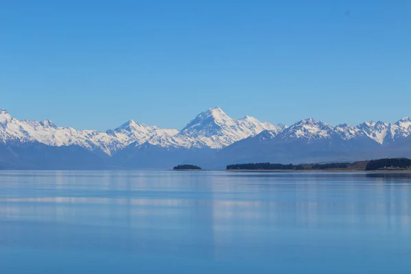 Αοράκι Όρος Κουκ Από Λίμνη Pukaki Νότιο Νησί Νέα Ζηλανδία — Φωτογραφία Αρχείου