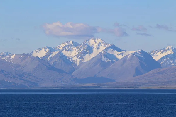 Uitzicht Lake Tekapo Zuidelijke Alpen Achtergrond Zuid Eiland Nieuw Zeeland — Stockfoto