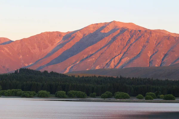 Uitzicht Lake Tekapo Zuidelijke Alpen Bij Zonsondergang Zuid Eiland Nieuw — Stockfoto