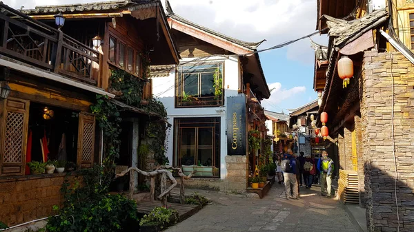 Een Straat Van Oude Binnenstad Van Lijiang Yunnan China — Stockfoto
