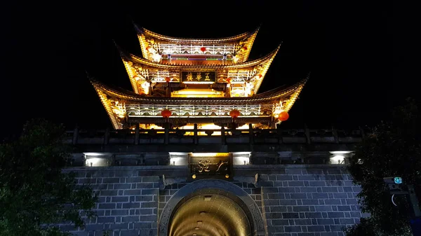 Bir Gece Yunnan Çin Dali Nin Şehrin Antik Gates — Stok fotoğraf
