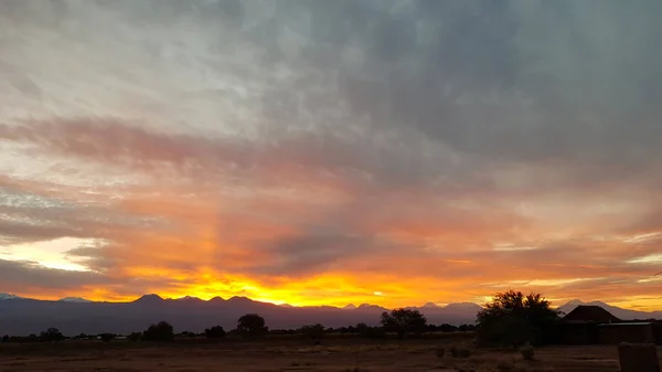 Чудовий Sunrise Пустелі Атакама Кольоровими Хмари Схід Світло Вулканів Кордильєра — стокове фото