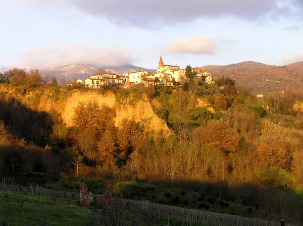 Aldeia Piantravigne Paisagem Fundo Mona Lisa Leonardo Vinci Balze Valdarno — Fotografia de Stock