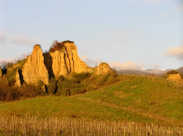 Пейзаж Фоне Моны Лизы Леонардо Винчи Вальдарно Тоскана Balze Rocks — стоковое фото