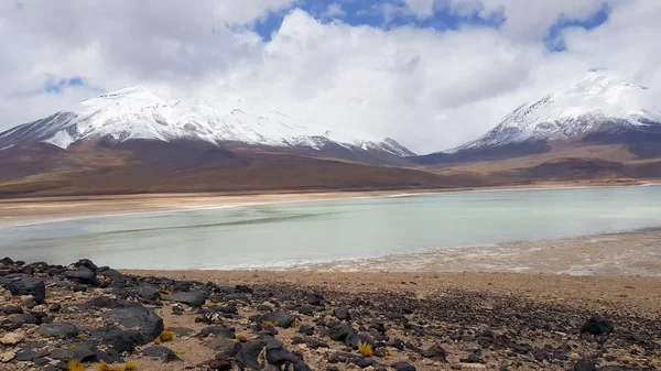 Licancabur Yanardağı Dahil Olmak Üzere Karlı Andean Volkanlarının Doruklarına Sahip — Stok fotoğraf