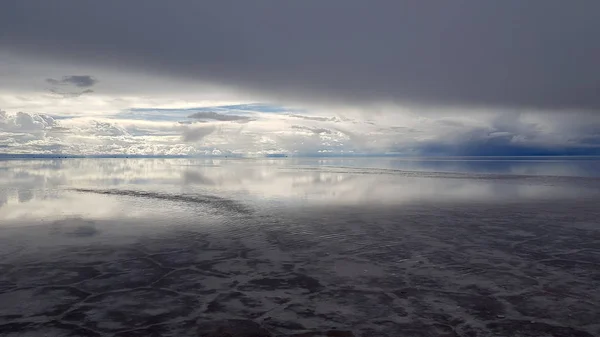 Der Salar Uyuni Wurde Nach Den Regenfällen Bolivien Überflutet Wolken — Stockfoto