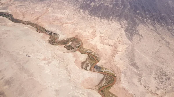 View of a river that crosses the Atacama desert from the airplane, Chile