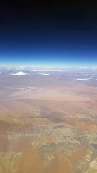 Vista Del Desierto Atacama Los Volcanes Andinos Desde Avión Chile — Foto de Stock