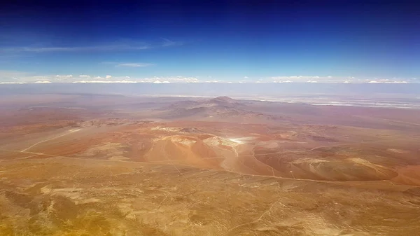 Vista Del Desierto Atacama Los Volcanes Andinos Desde Avión Chile — Foto de Stock