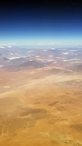 Vista Del Desierto Atacama Los Volcanes Andinos Desde Avión Chile — Foto de Stock