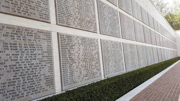 Gravestones Com Nomes Dos Soldados Americanos Que Morreram Durante Segunda — Fotografia de Stock