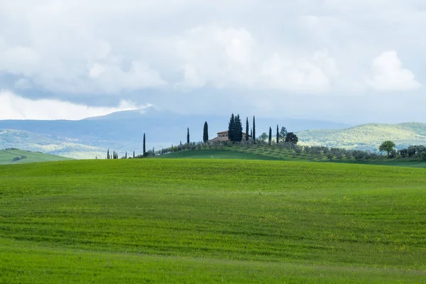 Val d ' Orcia táj tavasszal. Toszkána dombjai. — Stock Fotó