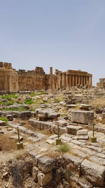 The rectangular Great Court. The ruins of the Roman city of Heliopolis or Baalbek in the Beqaa Valley. Baalbek, Lebanon
