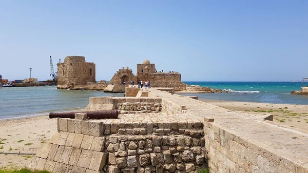 Panorama Sidonu Sea Castle, Libanon — Stock fotografie