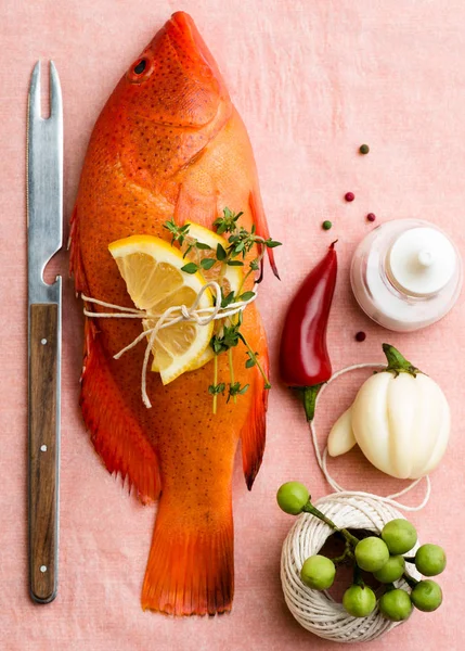 still life with red snapper