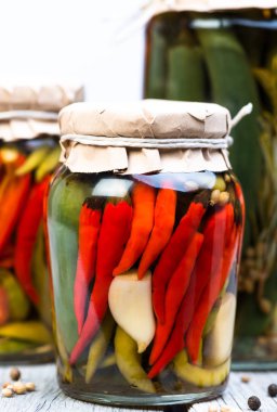 kavanozlarda salamura chilies