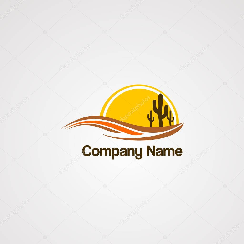 Arizona sun logo vector with three cactus, element, template for company