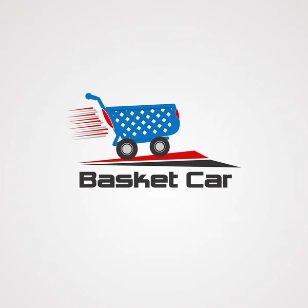 Koszyka samochód wektor logo, ikona, element i szablon dla firmy — Wektor stockowy