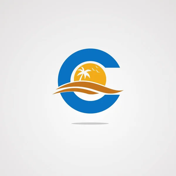 Lettre c logo de plage concept vectoriel, icône, élément et modèle pour l'entreprise — Image vectorielle