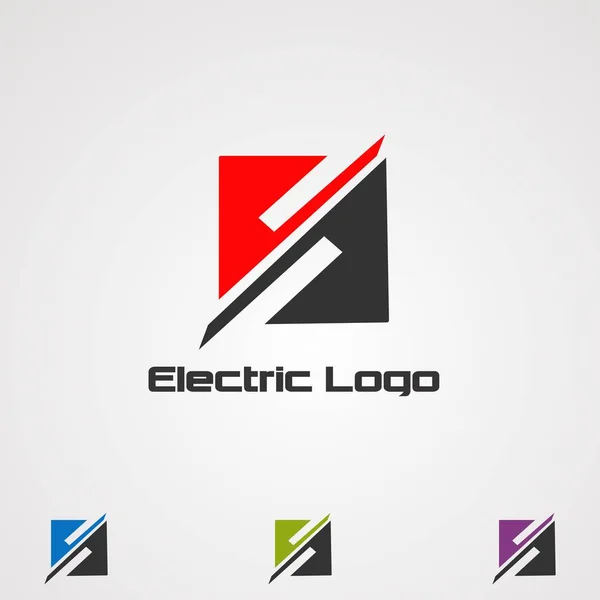 Wektor logo kwadratowe elektryczne, ikona, element i szablon dla firmy — Wektor stockowy