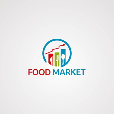 Gıda pazarı logo vektör, simge, öğe ve şirket için şablon
