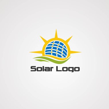 Güneş alternatif enerji logo vektör, simge, öğe ve şablon