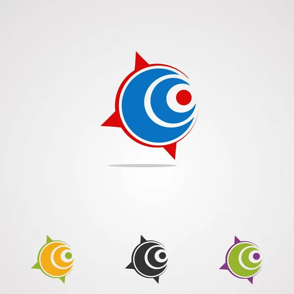 Cercle spot boussole logo vecteur, icône, élément et modèle pour l'entreprise — Image vectorielle