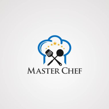 baş ve küçük yıldız kavramı logo vektör, simge, öğe ve şirket için şablon ile Usta şef