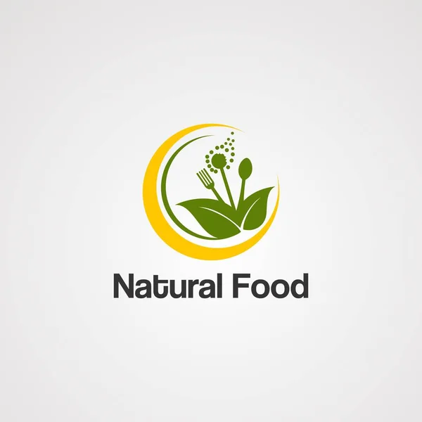 Alimento natural con concepto de vector de logotipo de hoja orgánica, icono, elemento y plantilla para el negocio — Archivo Imágenes Vectoriales
