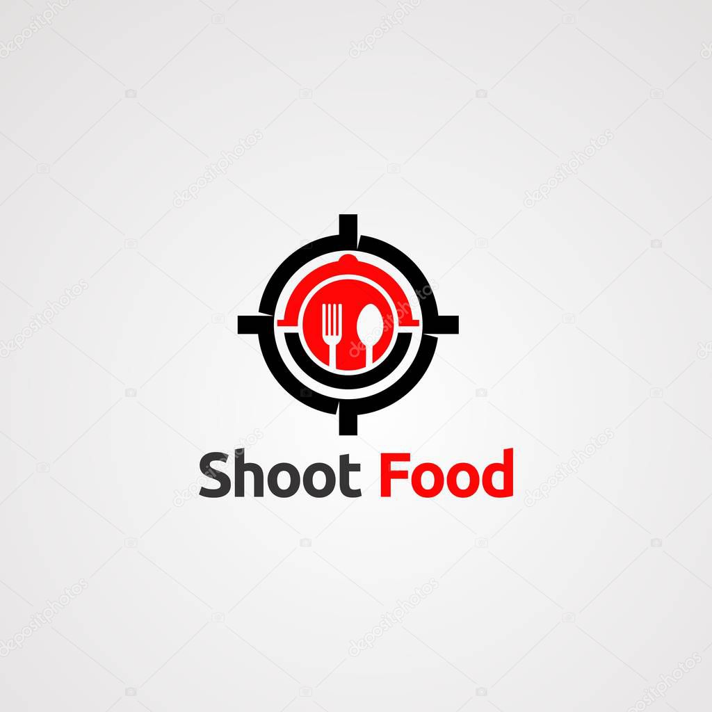 shoot target food with spoon and fork logo vector concept, icon, element, and template for company