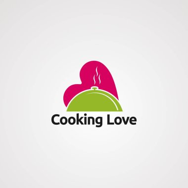 yemek aşk logosu vektör, simge, eleman, ve şirket için şablon