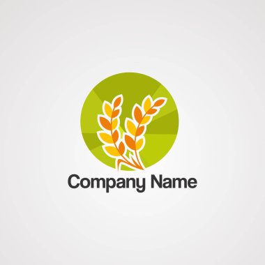 Daire buğday gıda Logo vektör, simge, eleman ve şablon