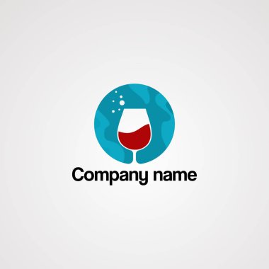 kırmızı içecek mavi daire ve damla su logosu vektör, simge, eleman, ve şirket için şablon