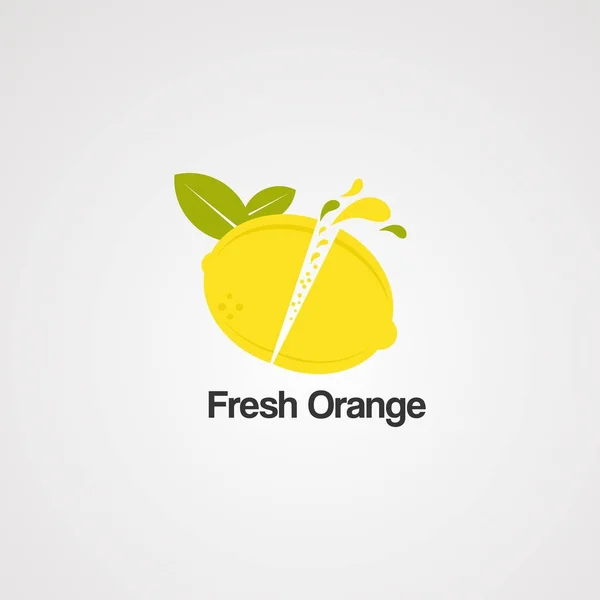 Ícone de vetor logotipo laranja fresco, elemento e modelo — Vetor de Stock