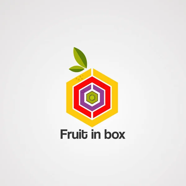 Früchte in Box-Logo-Vektor, Symbol, Element und Vorlage — Stockvektor